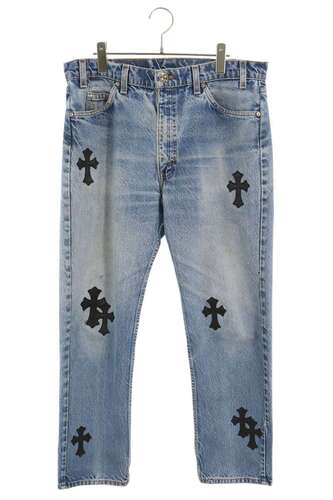 クロムハーツ CHROME HEARTS U VNTG JEAN BLU RED TAB クロスパッチ付き505ウォッシュドデニムパンツ